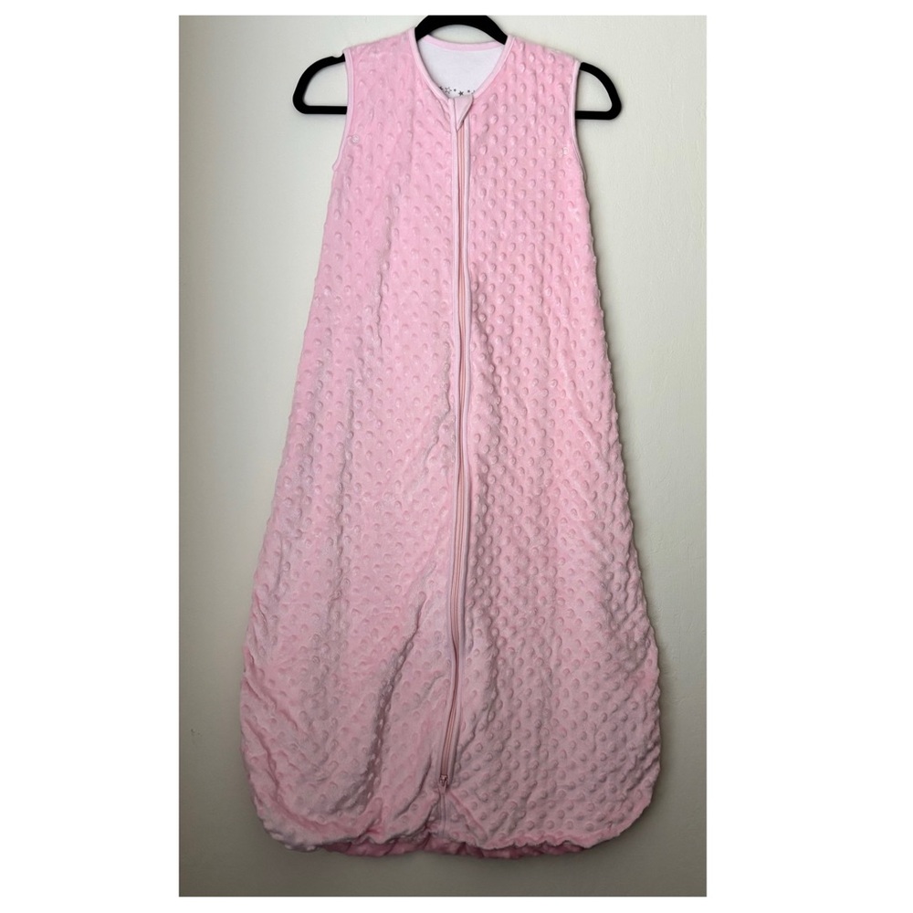 BabyinaBag Baby Sleeping Sack in Minky Pink Size Large Cozy Zipper Closure